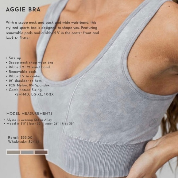SAVVI AGGIE BRA SZ S/M* see description below COLOR: Riverstone - Picture 5 of 14